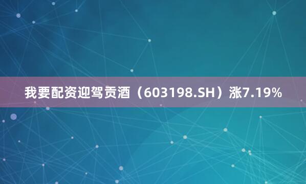 我要配资迎驾贡酒（603198.SH）涨7.19%