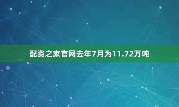 配资之家官网去年7月为11.72万吨